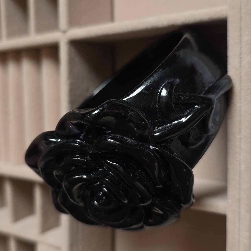 Black Rose Bracelet Bangle Chunky Oversized - Picture 5 of 14